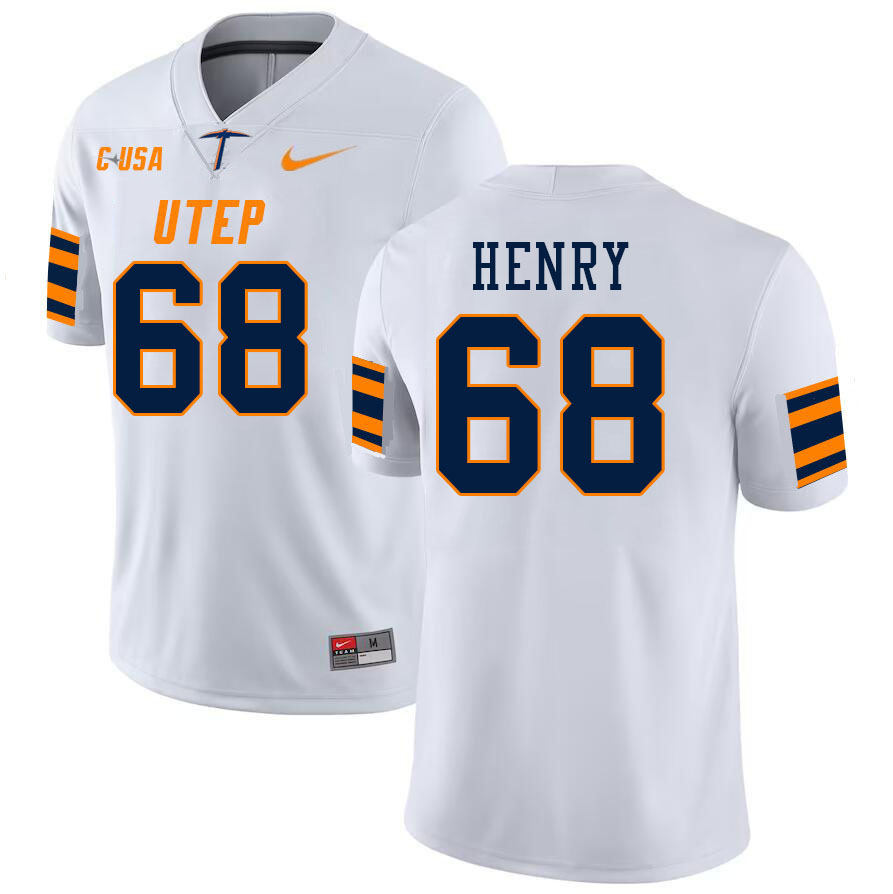 Men-Youth #68 Zuri Henry UTEP Miners 2023 College Football Jerseys Stitched-White